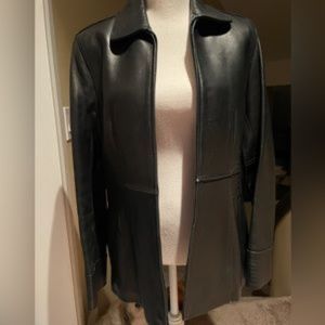 JONES NEW YORK BLACK GENUINE LEATHER JACKET - S